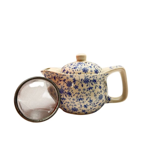 Oriental Tea Pot Small Delicate Blue Flowers - Image 2